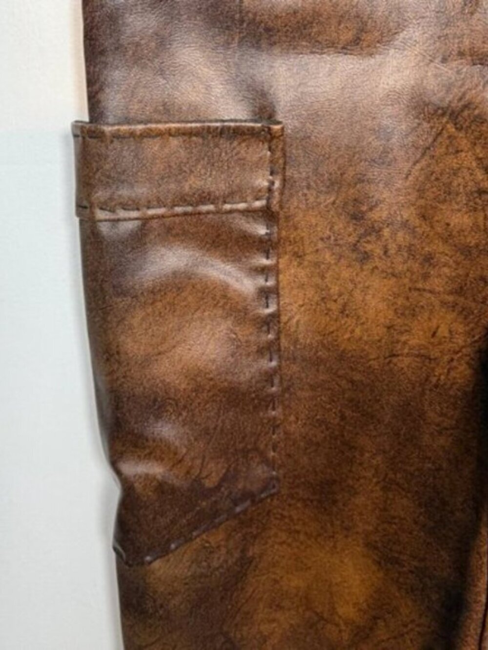 Vintage Brown Faux Leather Sleeveless Dress – Approx. Size M (17” PTP) - Picture 4 of 9